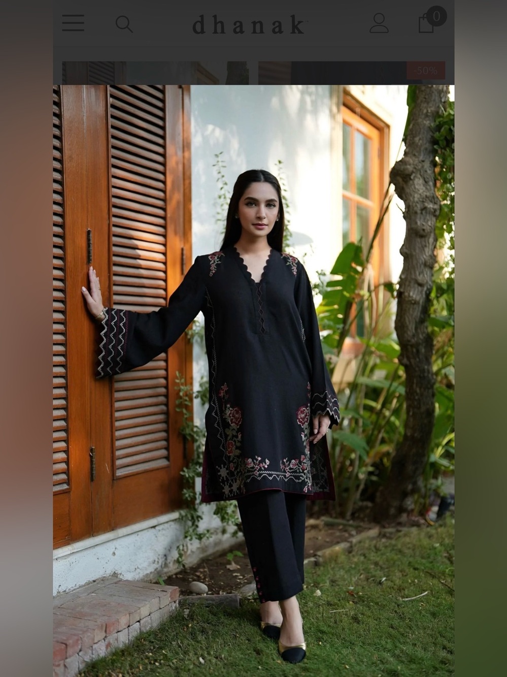 Pakistani Dhanak brand Black embroidered 3 piece suit